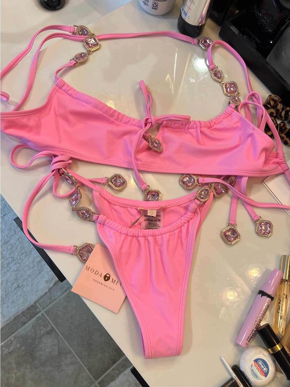 Vibrant Pink Bikini Top with Hygienic Sticker - Picture 4 of 5